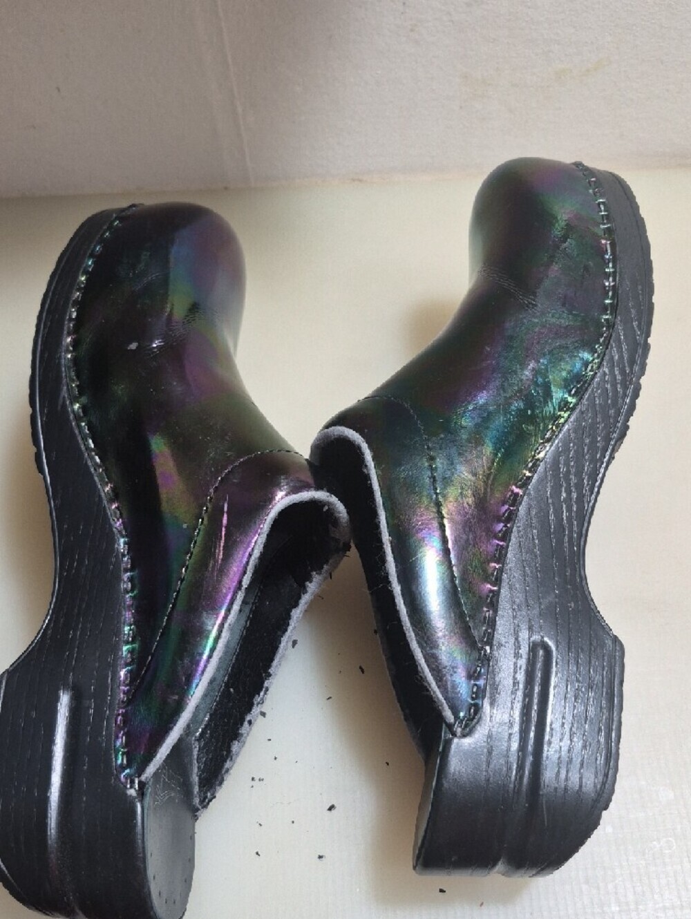 Dansko Women's Iridescent Slip-On Clogs - Black with Purple/Green Shift - Picture 8 of 8